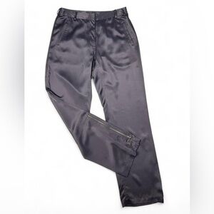 Vintage purpleish grey silk straight leg pants with zippers